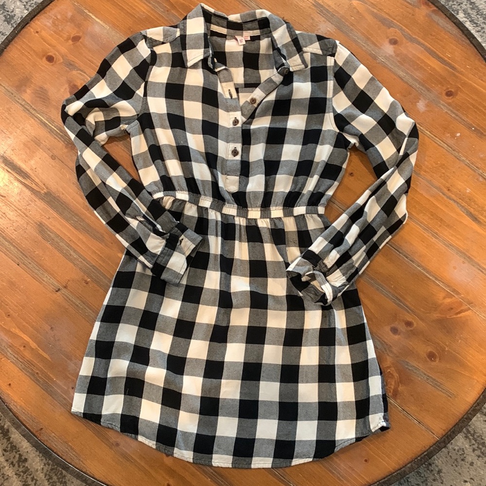 SO Girls Black & White Checkered Dress